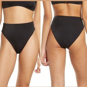 Chelsea28 High Waist Bikini Bottom Size L Dark Gray Black Reversible Retro